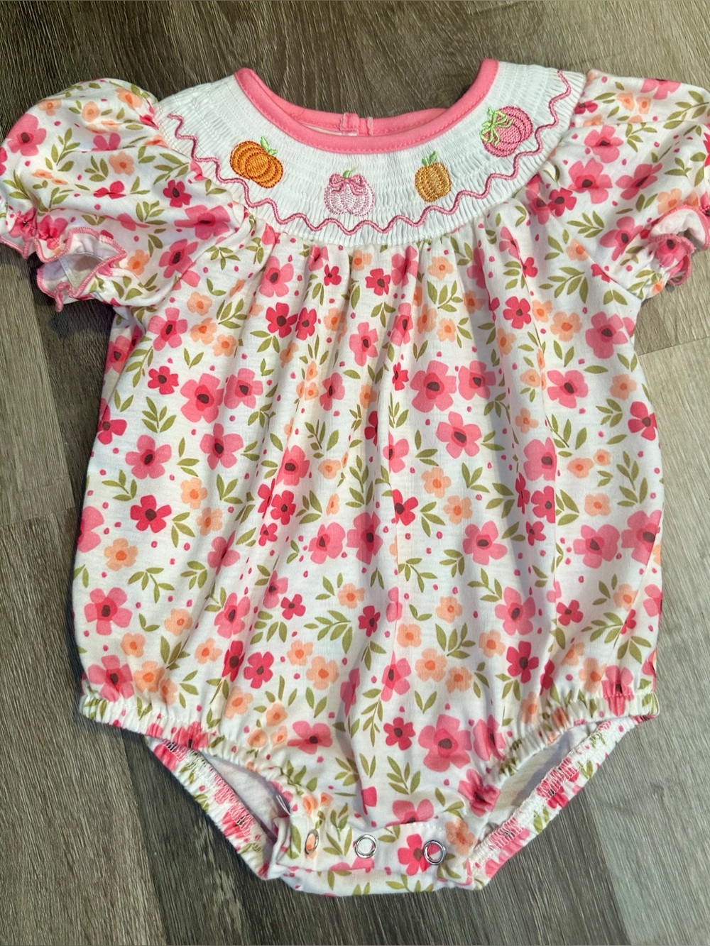 Pink Floral Smocked Baby Romper New Rylee Faith